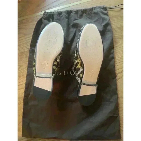 Gucci Lurex Jacquard Leopard Princetown Slippers 35 5 Horsebit Cheetah Slides - Picture 9 of 9